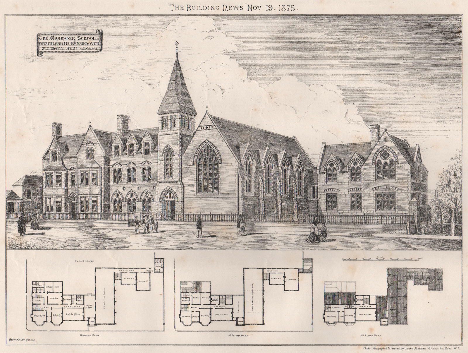 The Grammar School, Trafalgar Rd., Gt. Yarmouth; F.J. Bottle Archt. Norfolk 1875